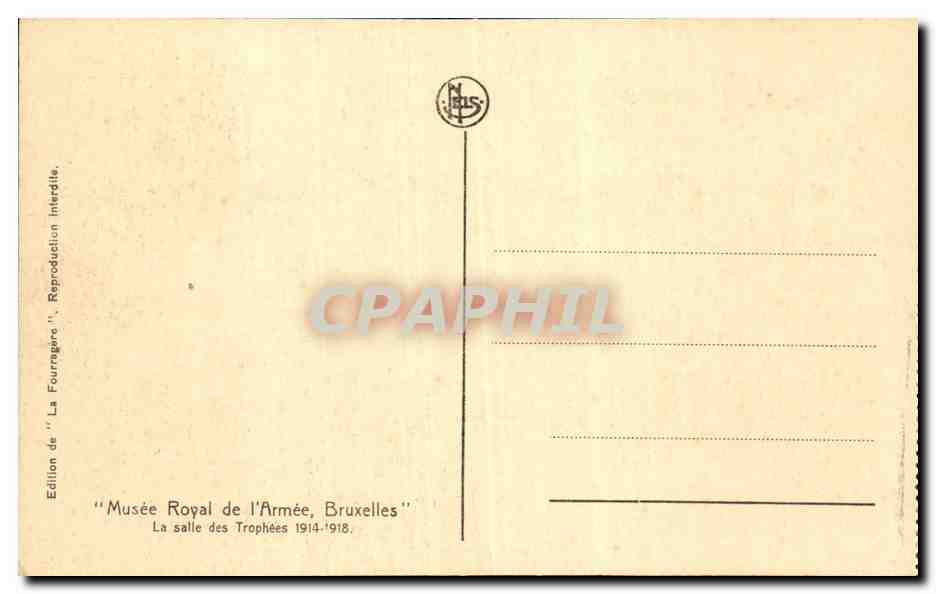 Belgie Belgique Musee royal de l'armee Bruxelles La salle des trophees 1914 1918 (militaria) — Rückseite