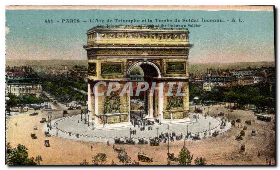 Paris CPA L'arc de triomphe et la tombe du soldat inconnu