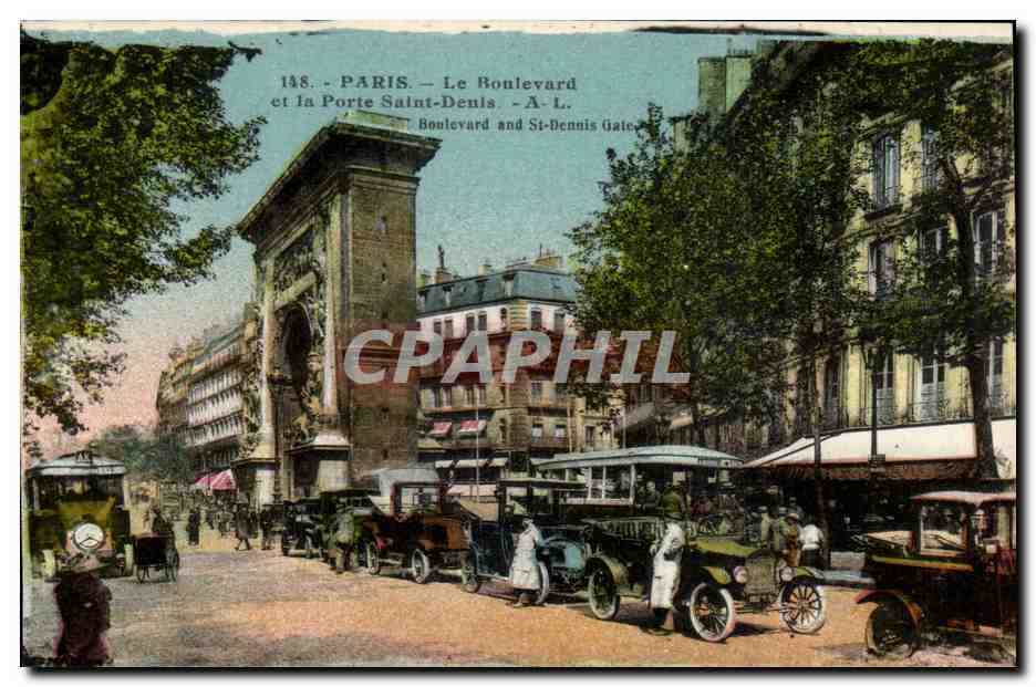 Paris CPA Le boulevard et la porte Saint Denis