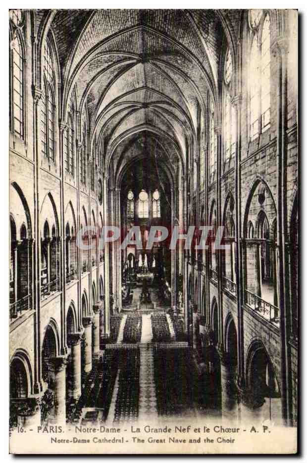 Paris CPA Notre Dame La grande nef et le choeur 