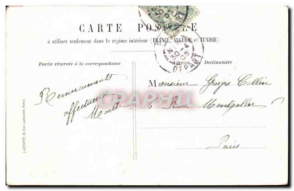 Paris CPA Boulevard de la Madeleine — Verso