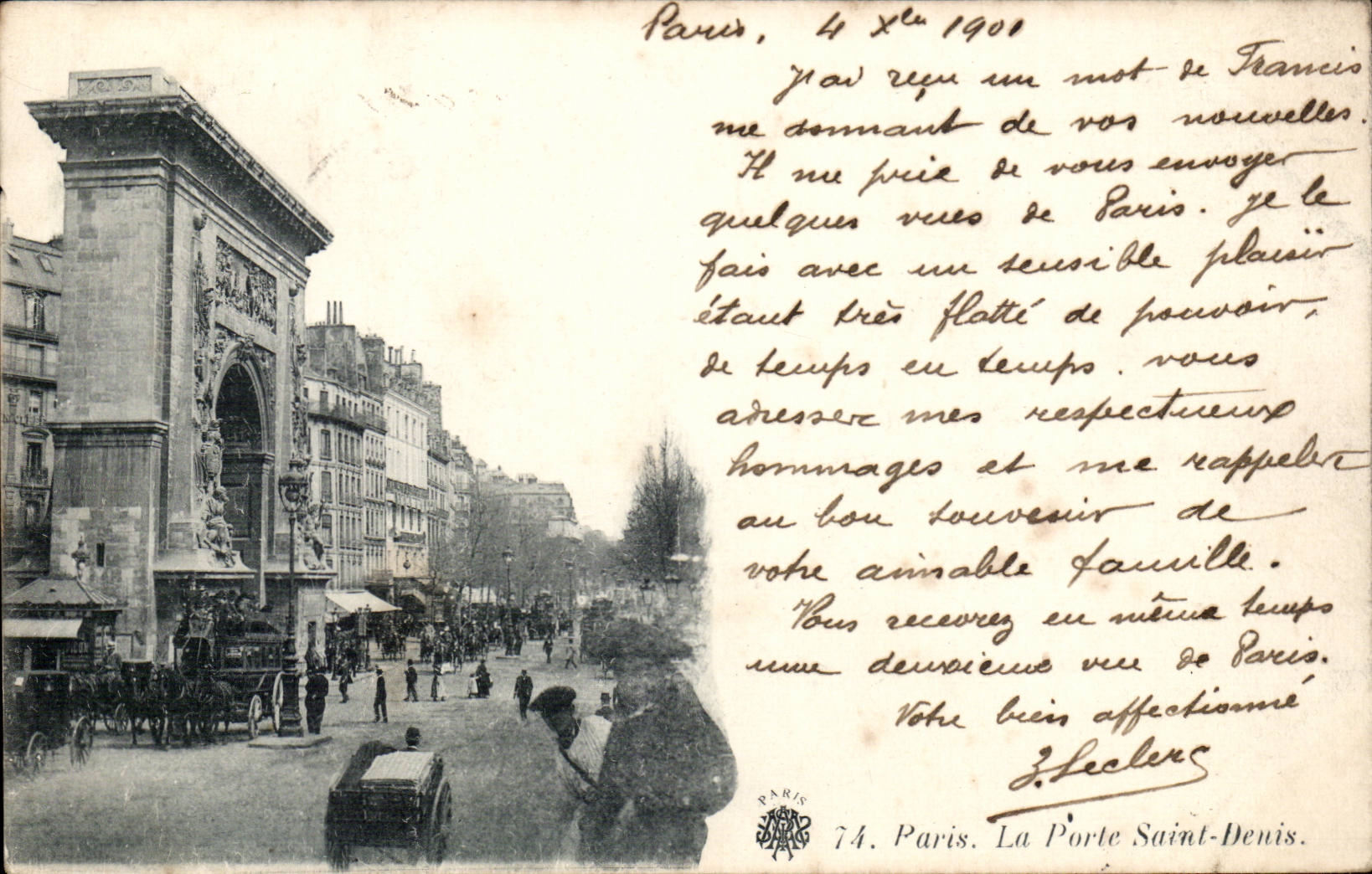 Paris CPA la porte Saint Denis