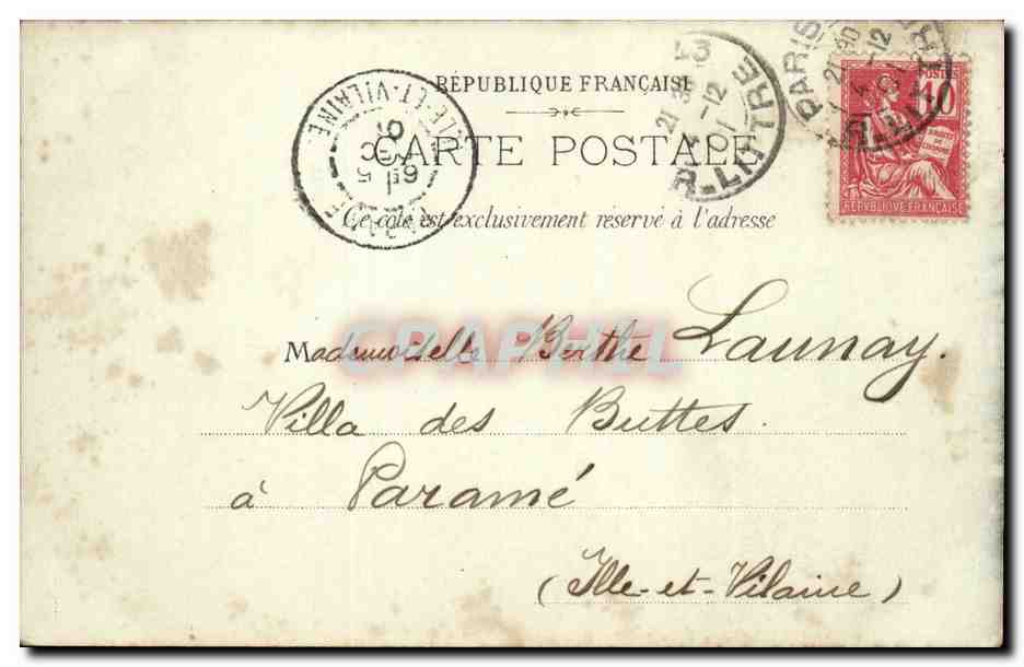 Paris CPA la porte Saint Denis — Verso