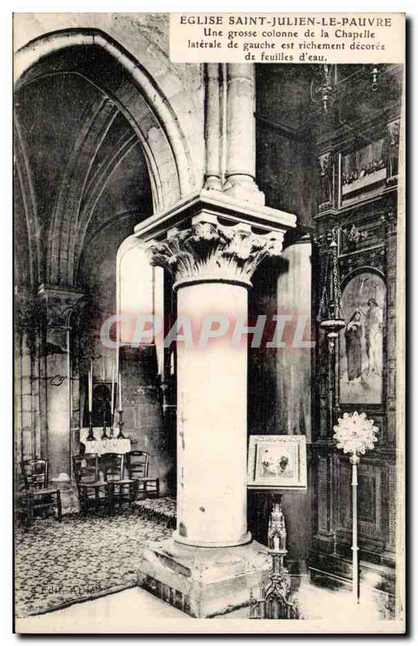 Paris CPA Eglise Saint Julien le Pauvre Une grosse colonne de la chapelle laterale de gauche est richement decoree de fe