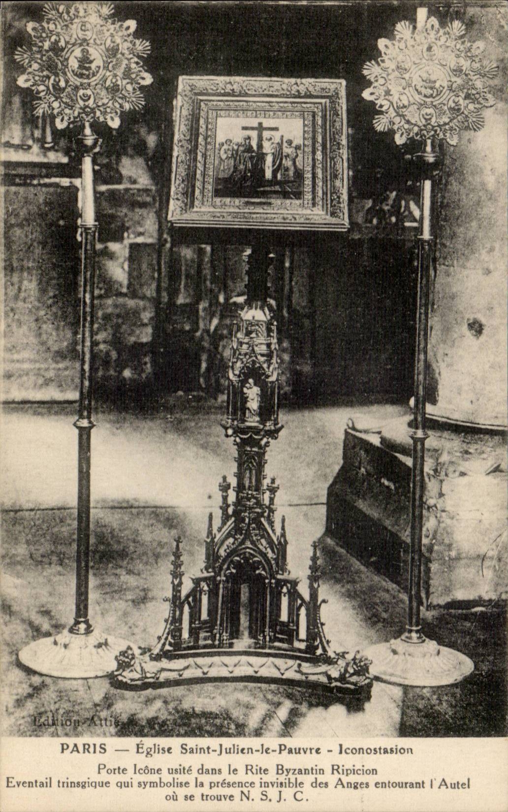 Paris CPA Eglise Saint Julien le Pauvre Iconostation (rite Byzantin)