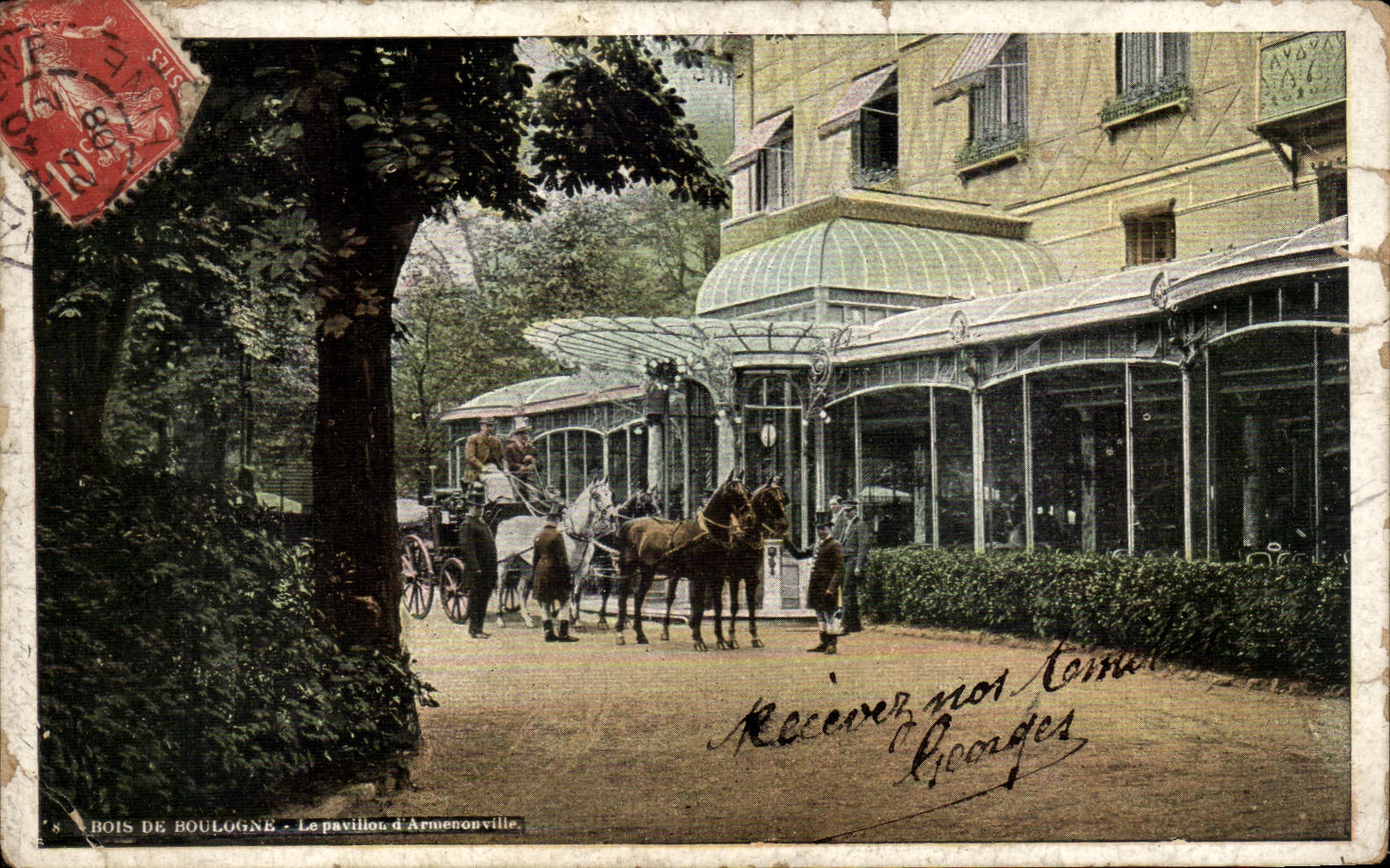 Paris CPA Bois de Boulogne Le pavillon d'Armenonville (publicite Aux grands marches de Russie Bd Sebastopol)