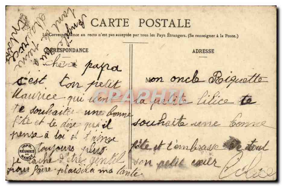 CPA Fantaisie Enfant Bebe charmant — Verso