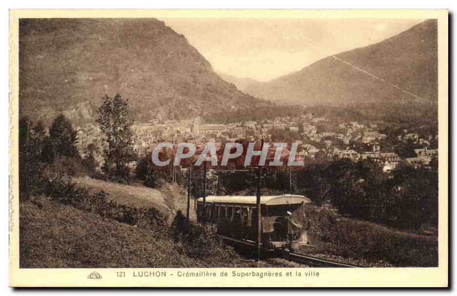Luchon - Crémalière de Superbagnères et la ville