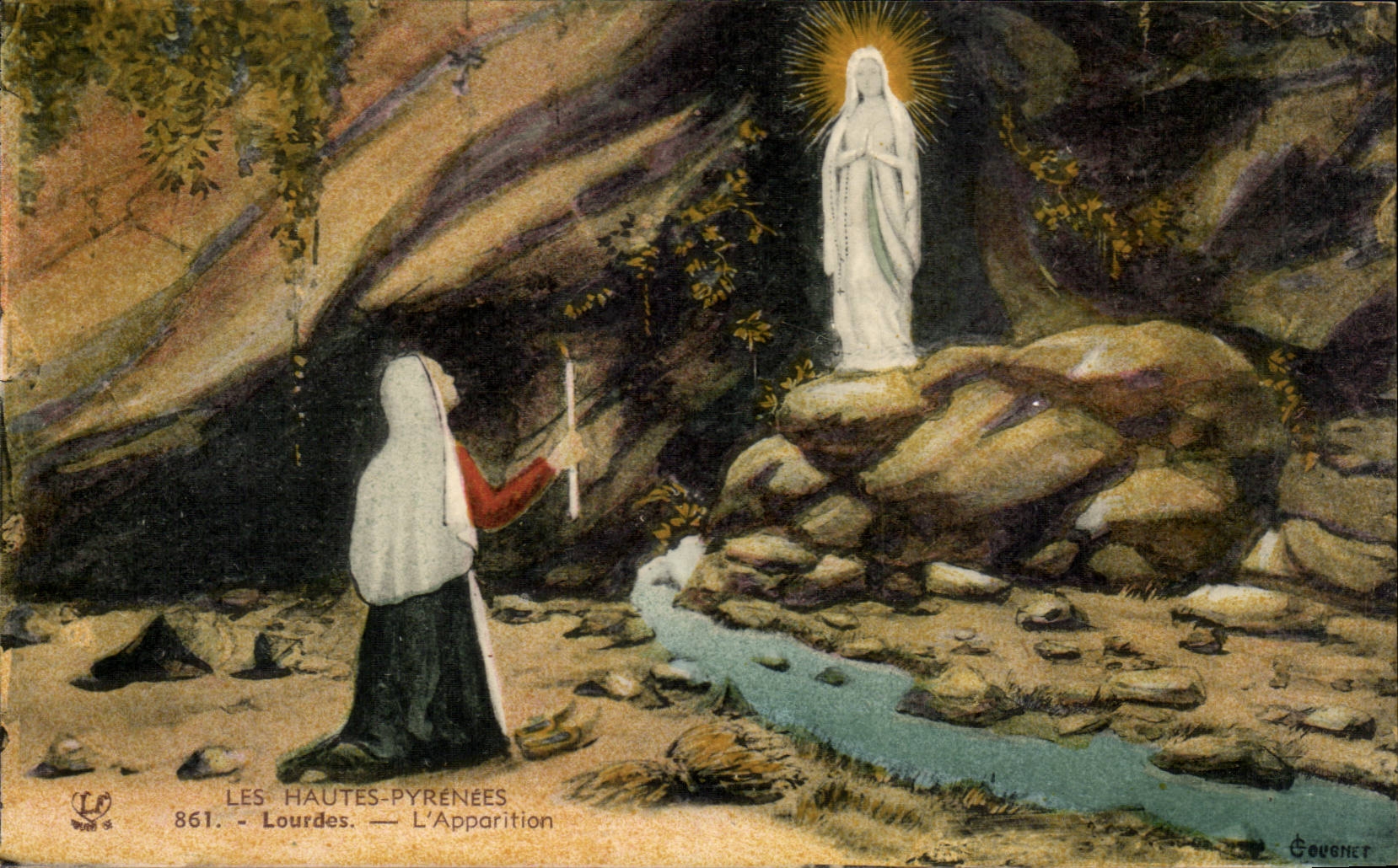 Lourdes CPA L'apparition (Vierge)