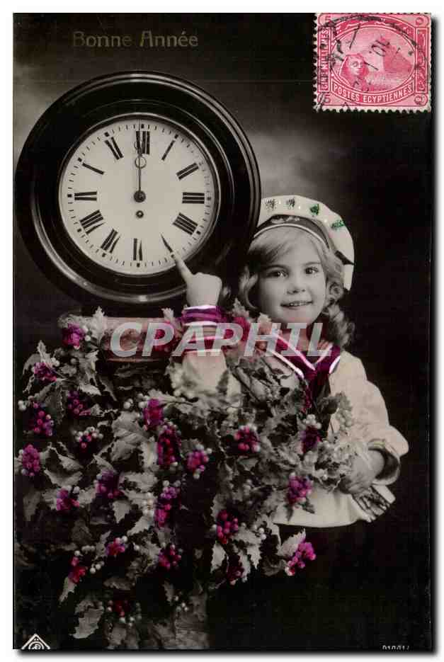 CPA Fantaisie Enfant Horloge Bonne annee