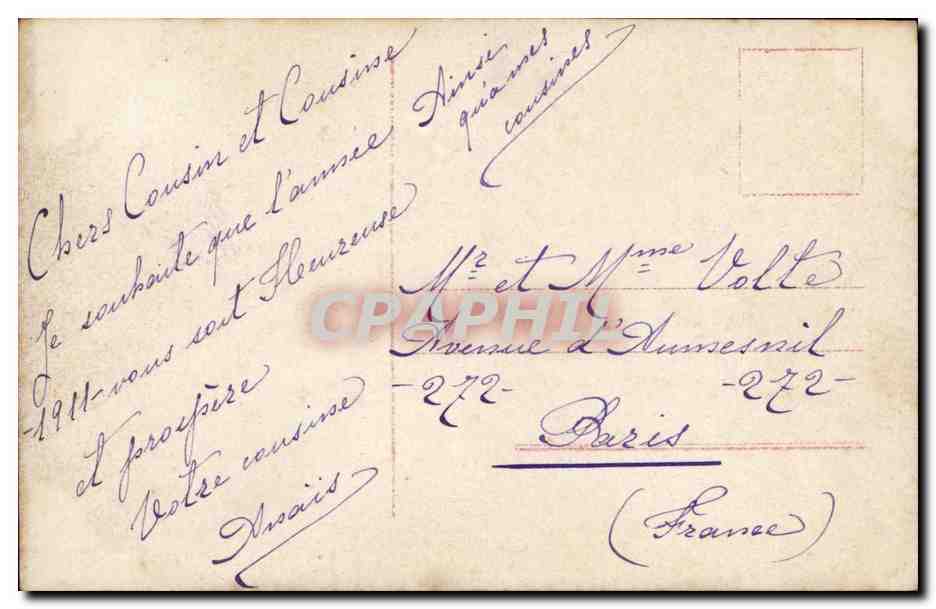 Jeune femme en tenue de paysanne tenant un panier — Bonne Année — Éditeur : C. MILITINES, n° 01437/18 — Reverso
