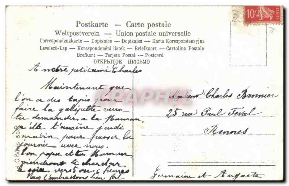 CPA Fantaisie Oiseau Gage d'amitie — Rückseite