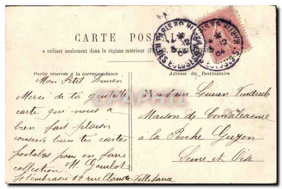 CPA Fantaisie Enfant Emouvante plaidoirie Messieurs de la cour Messieurs les jures (avocat loi juge) — Rückseite