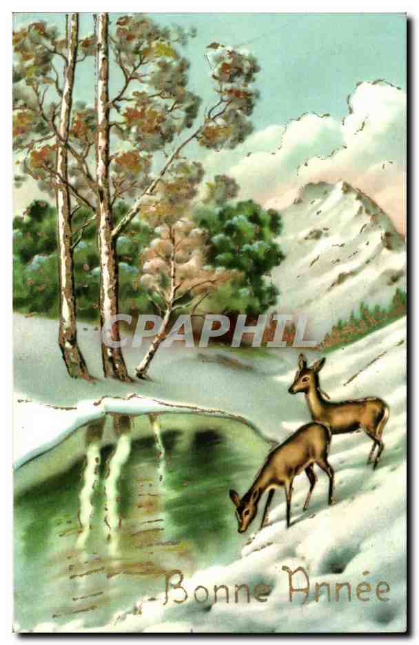 CPA Fantaisie Bonne annee Biche