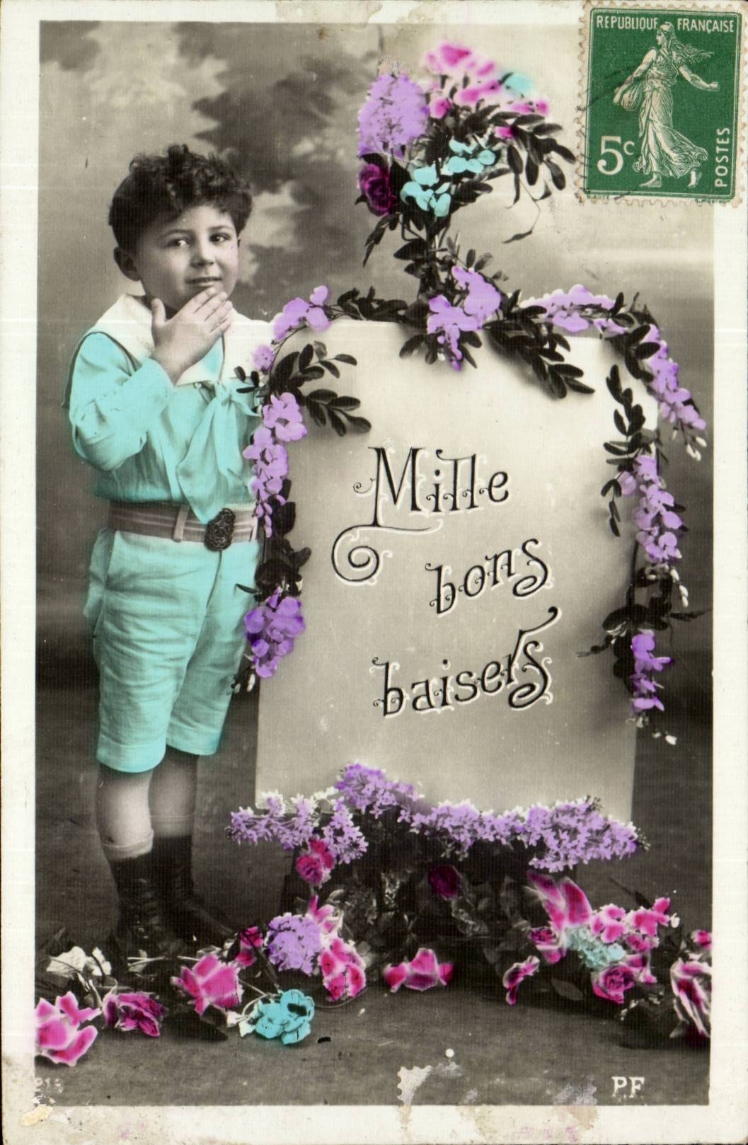CPA Fantaisie Enfant Mille bons baisers