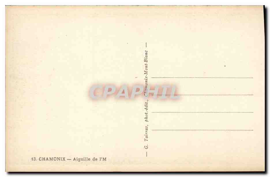 Chamonix CPA Aiguille de l'M — Verso