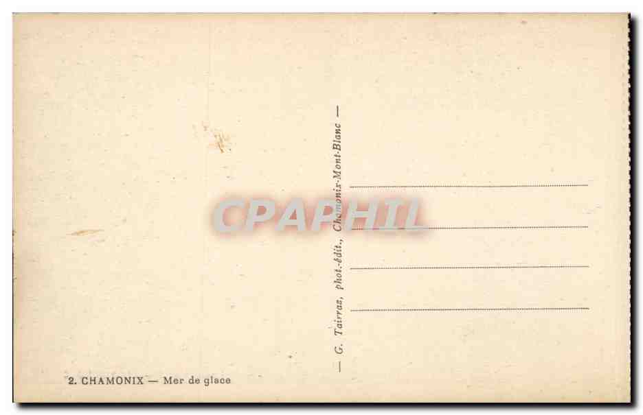 Chamonix CPA Mer de glace — Verso