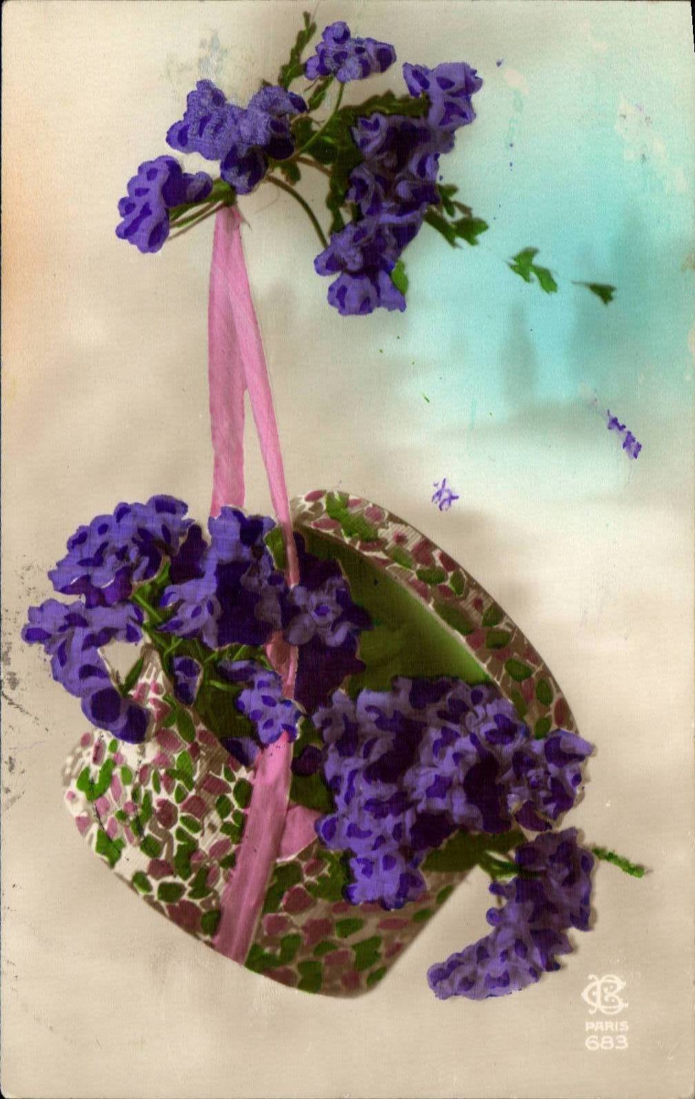 Fleurs - Beautiful Flowers - CPA Chapeau Hat