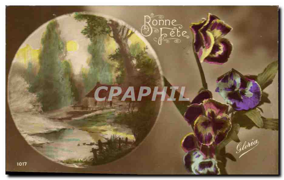 Fleurs - Beautiful Flowers - Pensee - Pansies Bonne Fete - Cozy Cottage - CPA 
