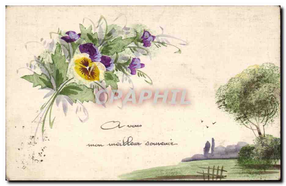 Fleurs - Fowers - Pretty Country Scene - CPA 
