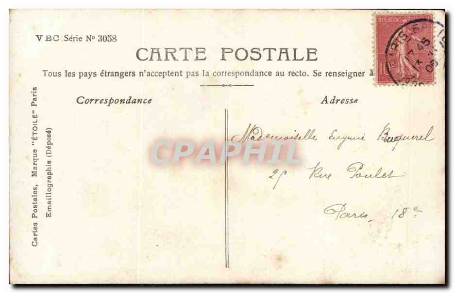Giovane donna con cappello ornato di fiori che tiene un mazzo di fiori — Stebbing Phot. — VBC Serie 3058 — Verso
