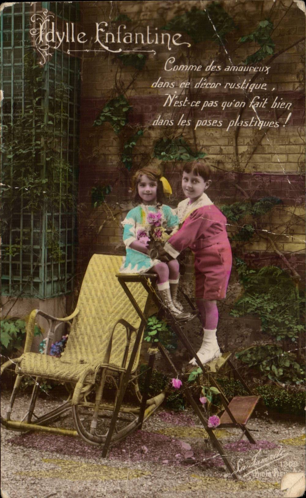 Fantaisie - Enfants - Idylle Enfantine - CPA 