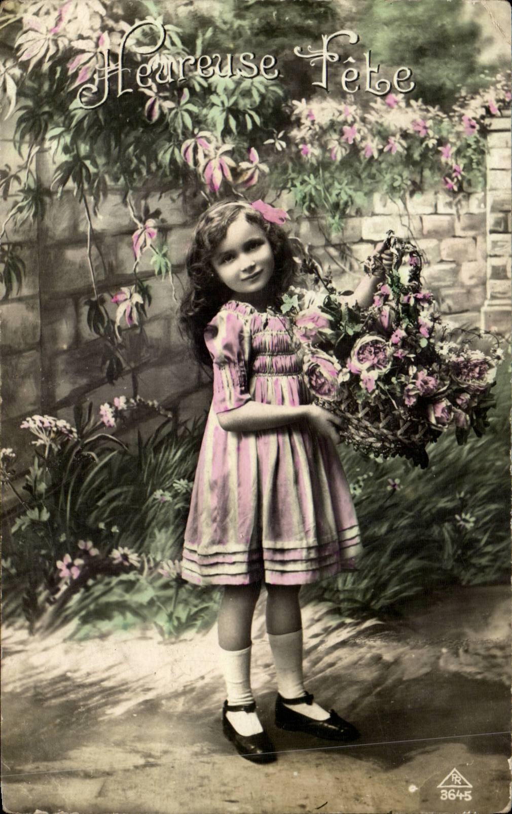 Fantaisie - Enfant - Sweet little curly haired girl - CPA 