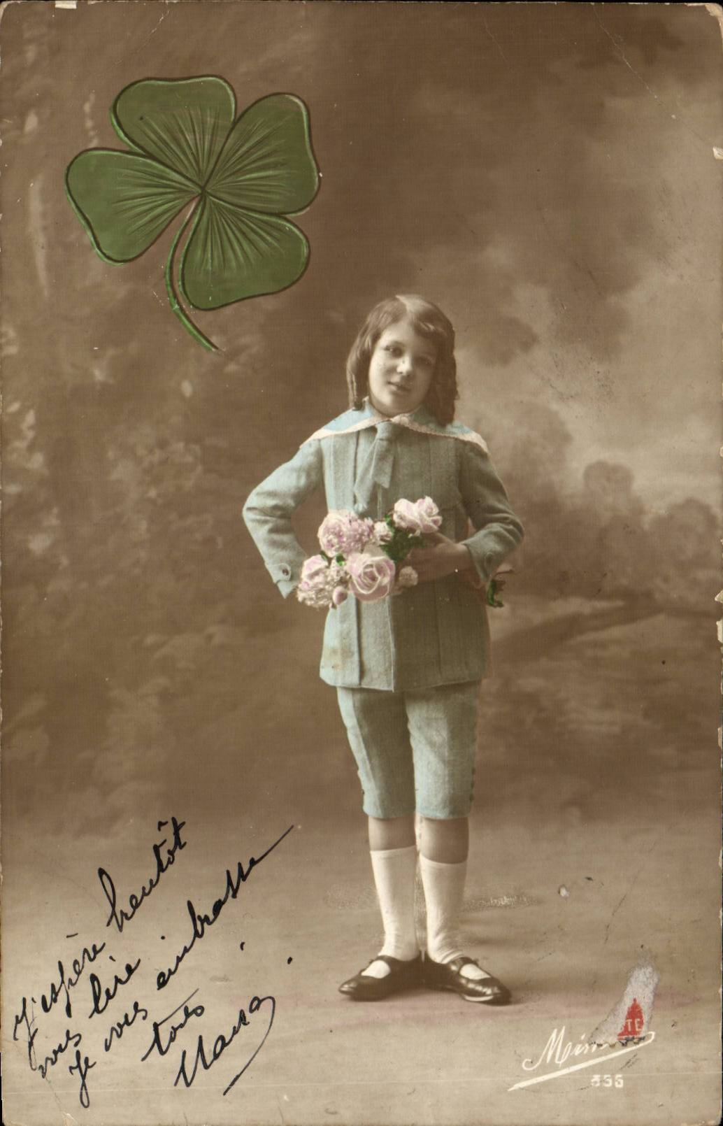 Fantaisie - Enfant - Trefle - Four Leaf Clover - Little Boy - CPA 