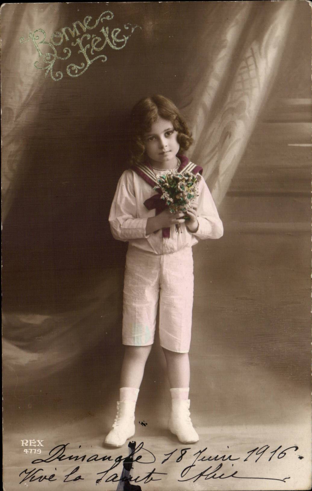 Fantaisie - Enfant - Sweet Child in Sailor Suit - CPA 