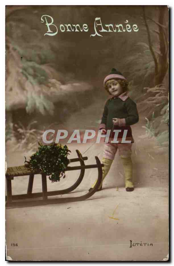 Fantaisie - Enfants - Bonne Anne - Luge - Sled - CPA 