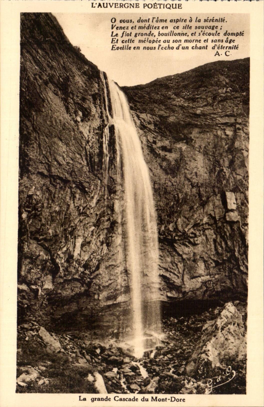 Auvergne Poetique - Grande cascade du Mont Dore O vous dont l'ame aspire a la serenite - CPA 