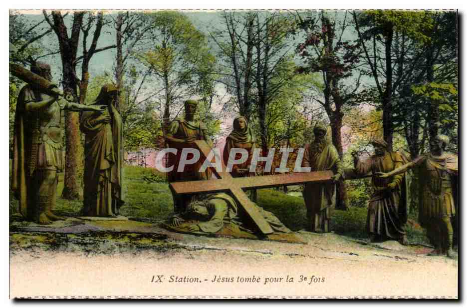 Religion - IX - Jesus tombe pour le 3e fois - CPA 