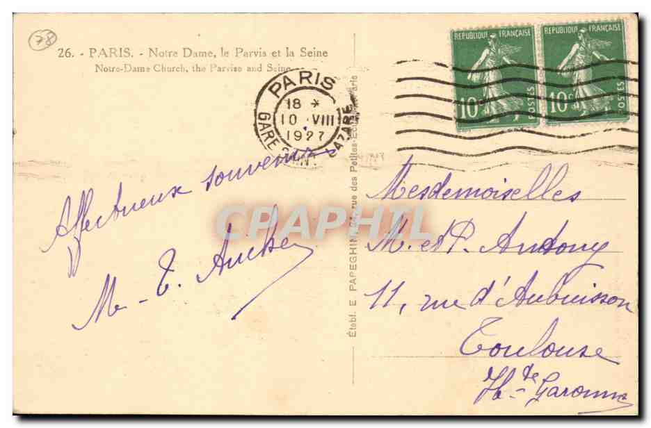 Paris - 4 - Notre Dame - CPA  — Verso