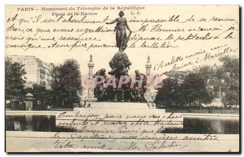 Paris - 20 - Place de la Nation - Monument du Triomphe de la Republique - CPA 