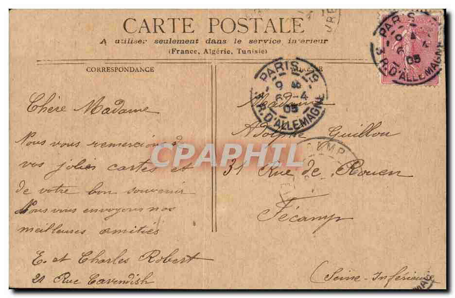 Paris - 1 - Le Palais de Justice et la Ste Chapelle CPA  — Rückseite
