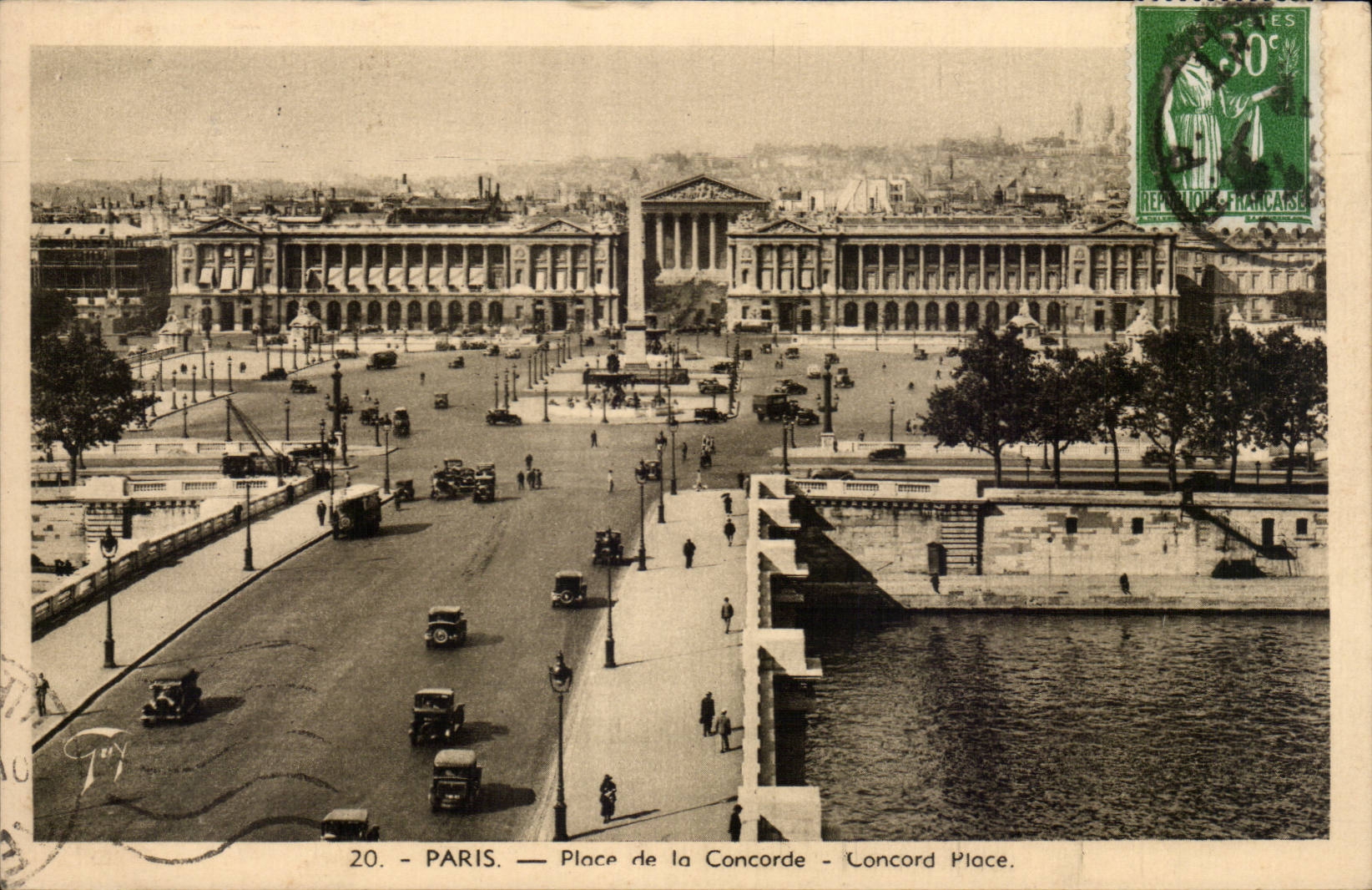 Paris - 8 - Place de la Concorde - automobile CPA 