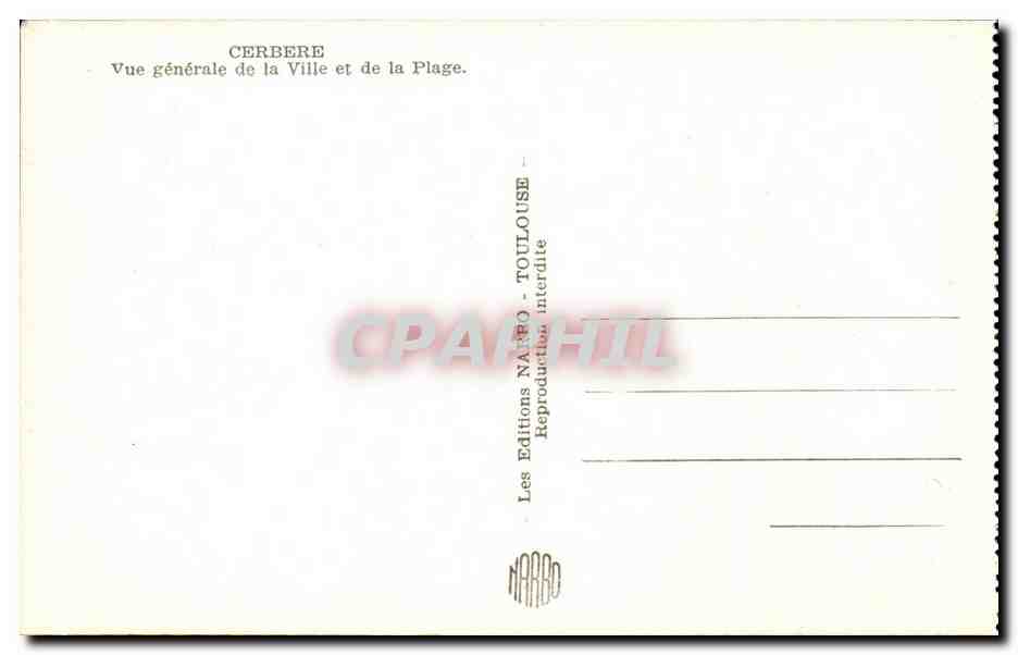 Cerbere - Vue Generale de la Ville et de la Plage - CPA  — Rückseite