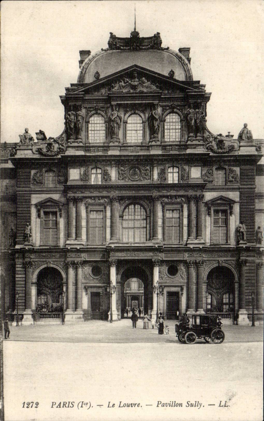Paris - 1 - Le Louvre Pavillon Sully - automobile - CPA 