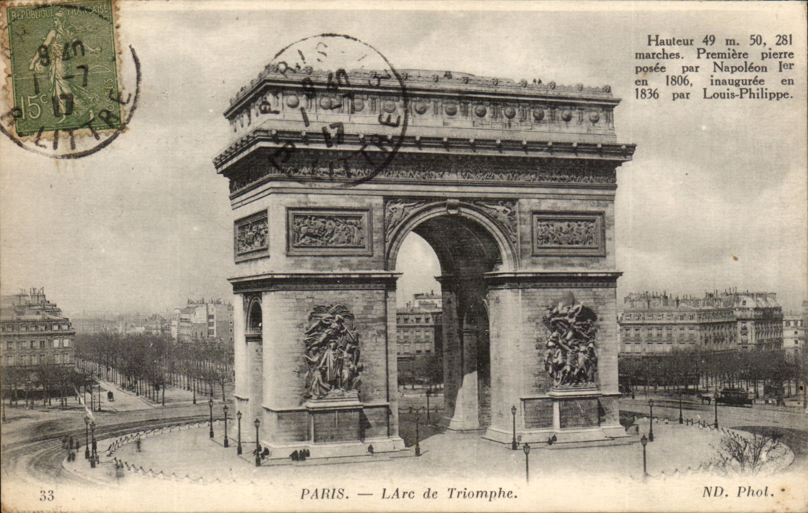 Paris - 8 - L'Arc de Triomphe CPA 