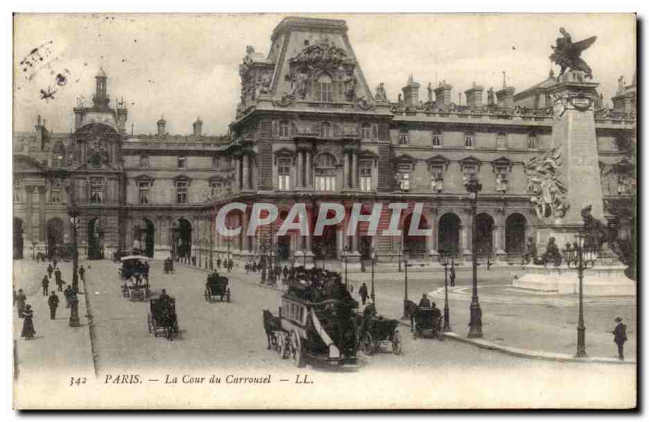Paris - 1 - La Cour du Carrousel - cheval - horse - CPA 