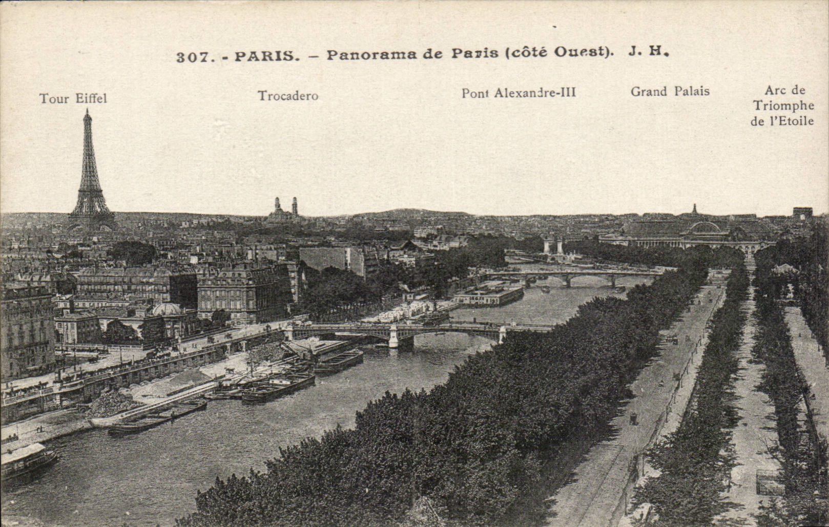Paris - Panorama de Paris - Tour Eiffel - Eiffel Tower - CPA 