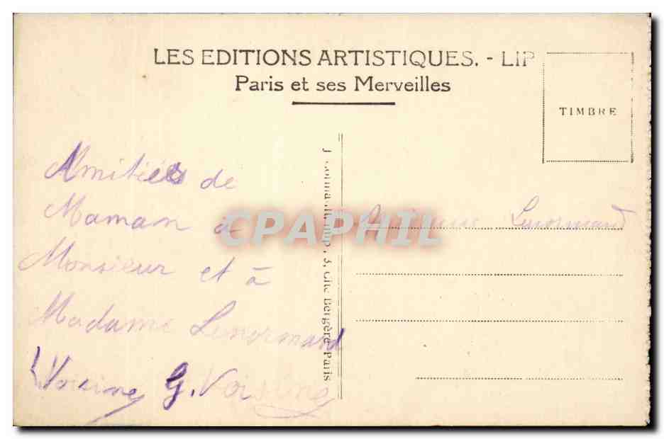 Paris - 7 - Tour Eiffel - Eiffel Tower - CPA  — Rückseite