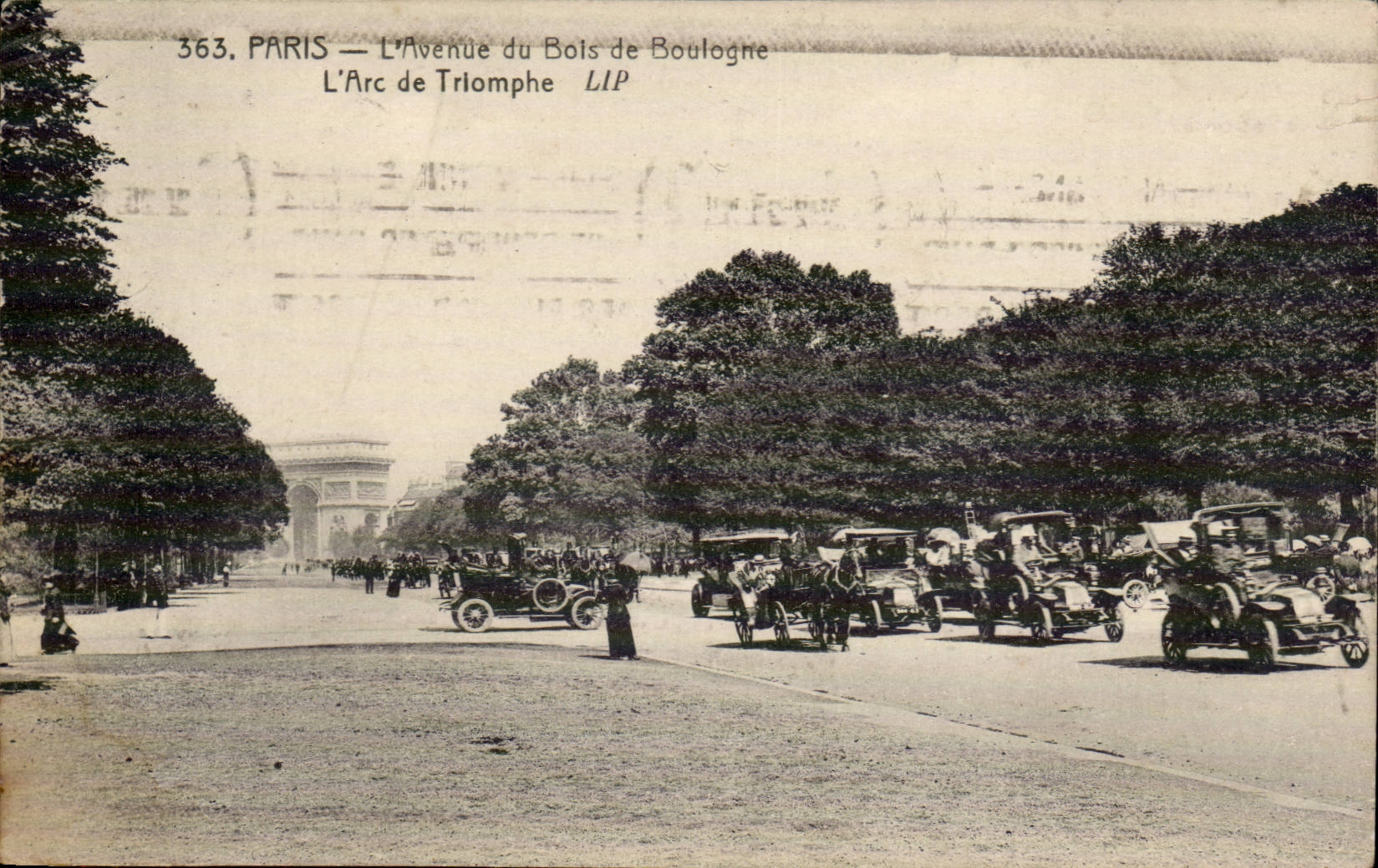 Paris - 16 - L' Avenue Bois de Boulogne - L'Arc de Triomphe - Automobile - many old fashioned cars - CPA 