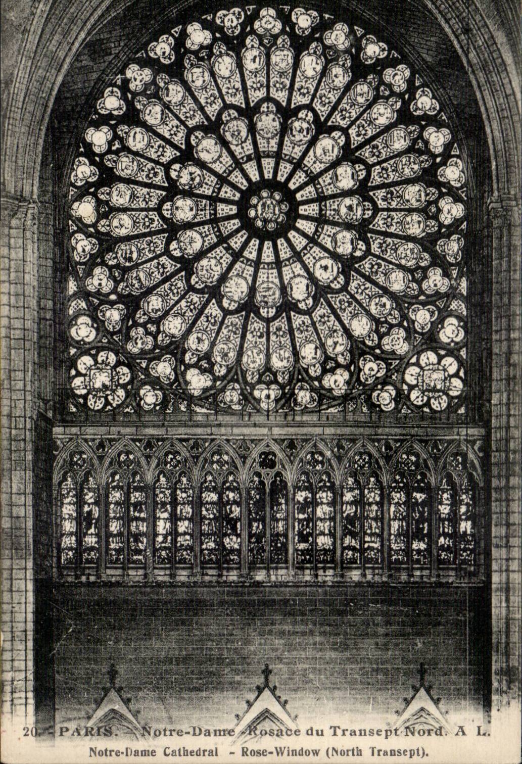 Paris - 4 - Notre Dame - Rosace du Transept Nord - CPA 