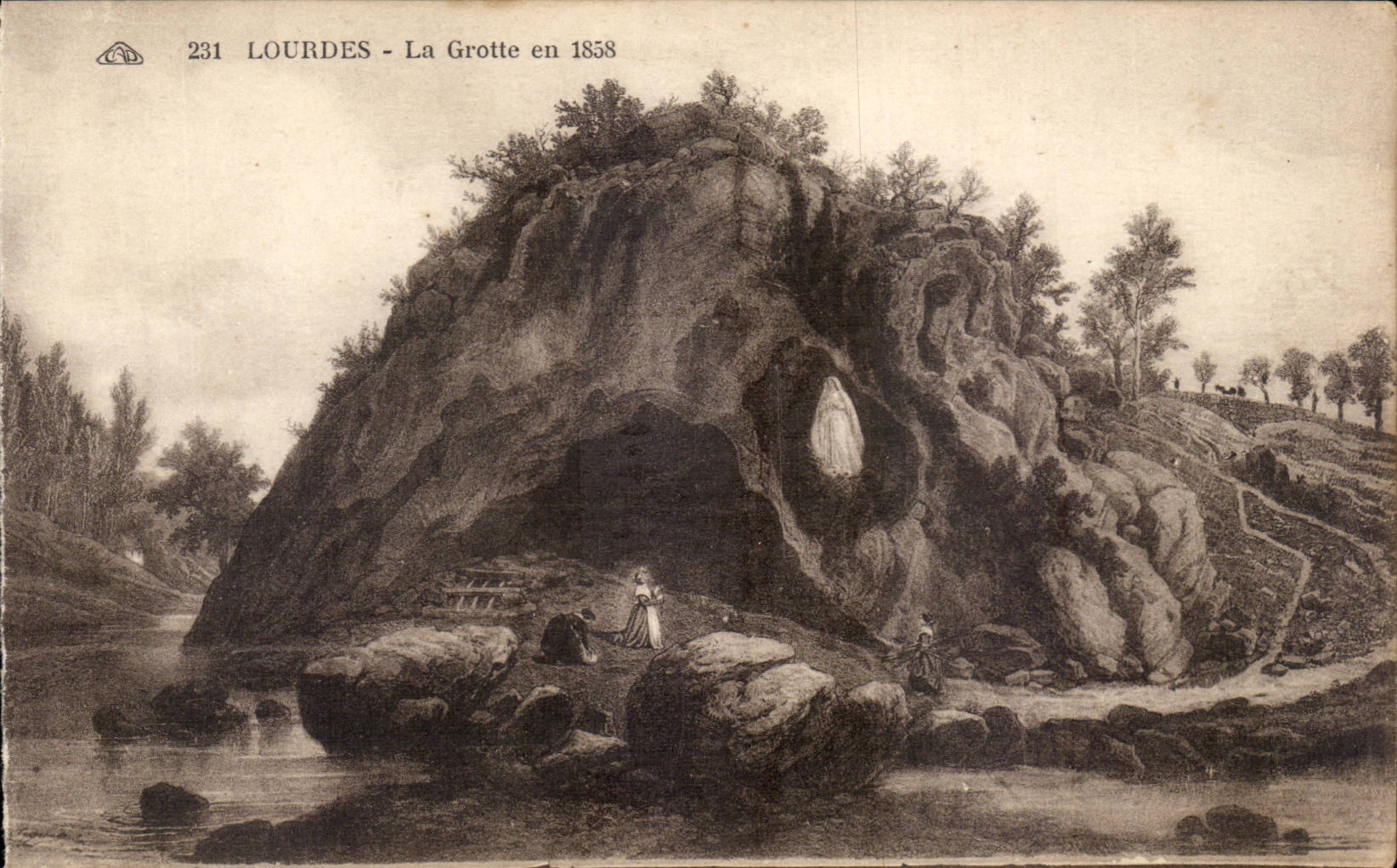 Lourdes - La Grotte en 1858 - CPA 