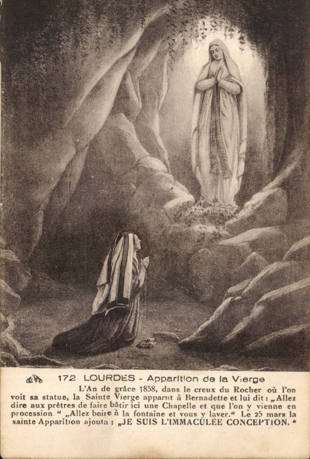 Lourdes - Apparition de la Vierge - CPA 