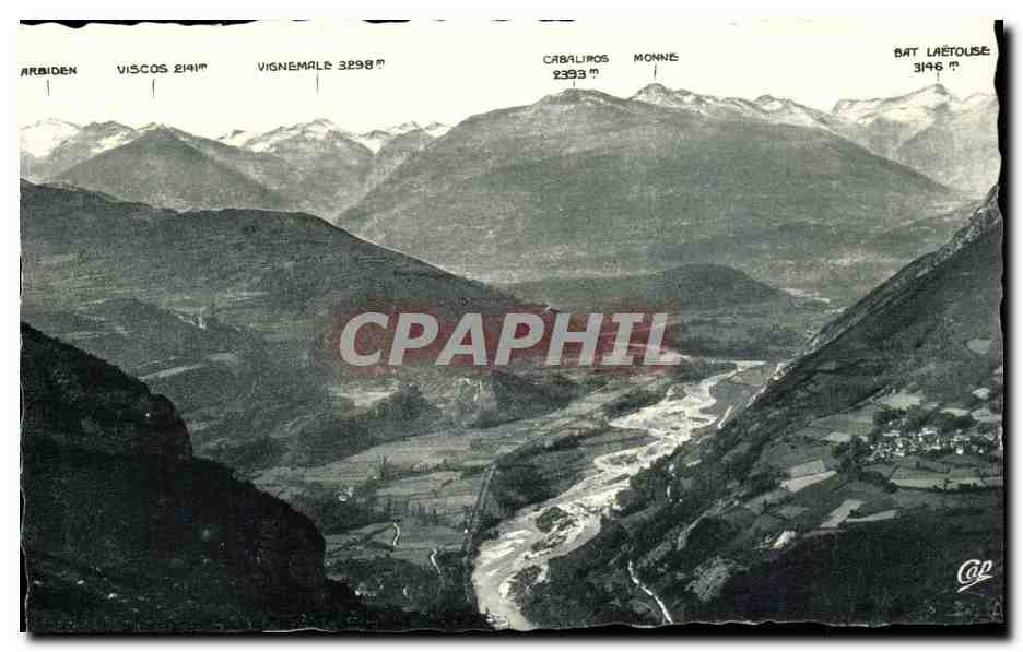 Lourdes - Vue prise du Pic du Jer - La Vallee d'Argeles - CPA 