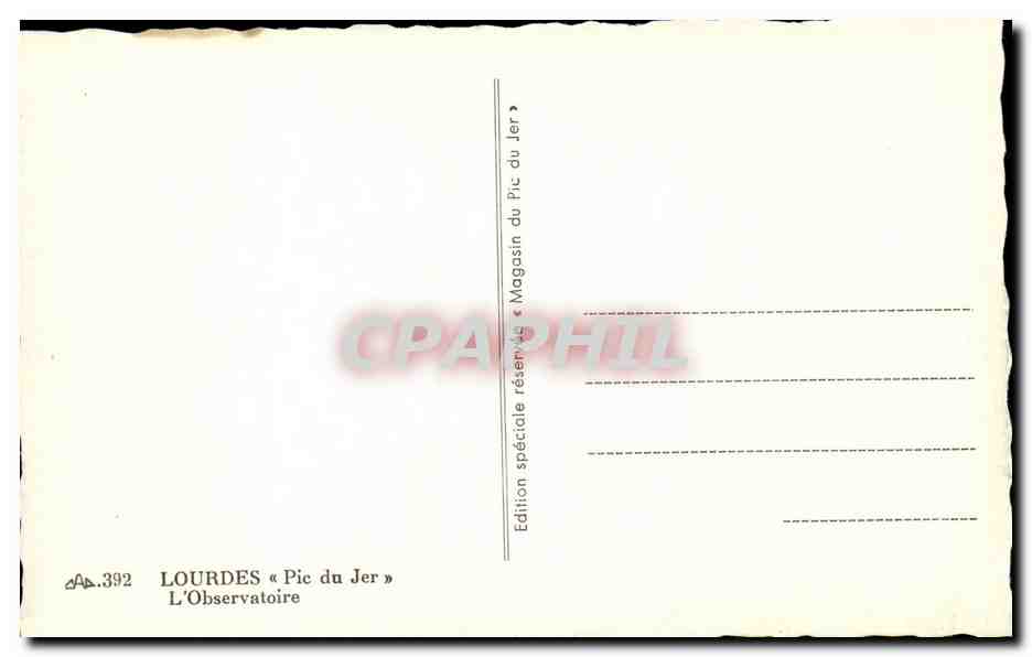 Lourdes - Pic du Jer - L'Observatoire - CPA  — Verso
