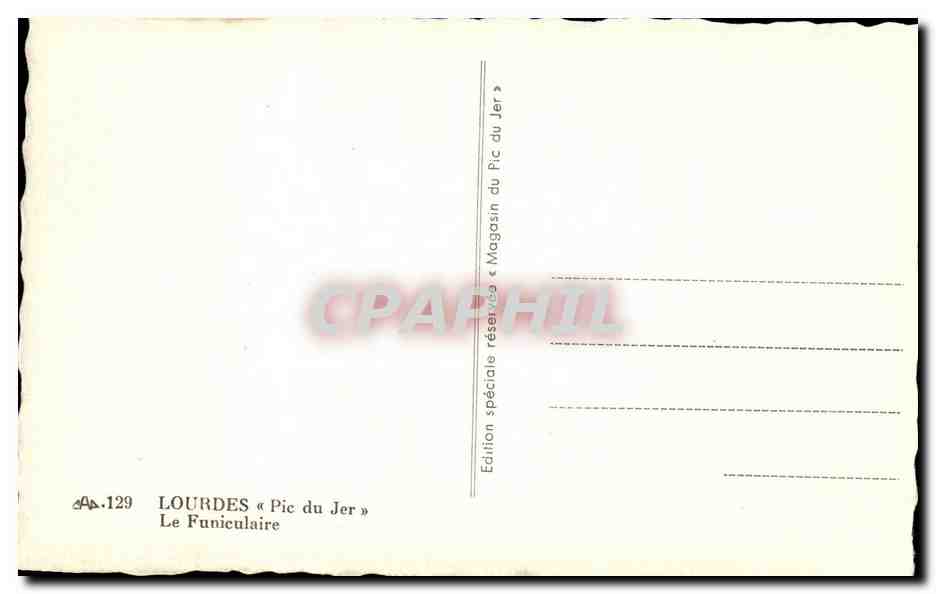 Lourdes - Pic du Jer - Le Funiculaire - CPA  — Verso