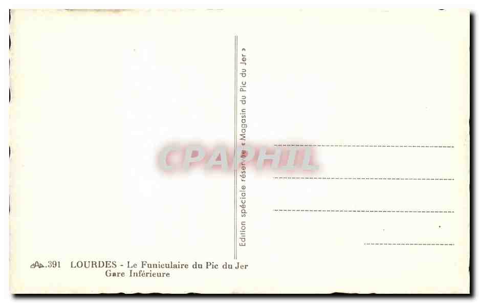 Lourdes - Gare Inférieure — Le Funiculaire du Pic du Jer — Édition spéciale « Magasin du Pic du Jer » — Rückseite